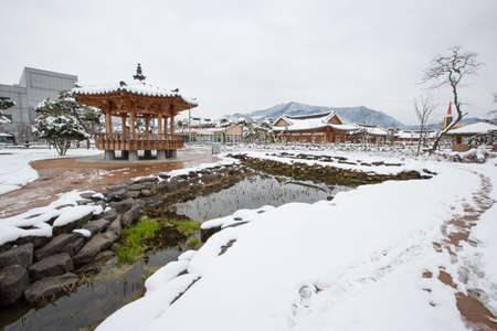 Winter scenery around Gochang Fortress, a cultural relic in Korea.のeditorial素材