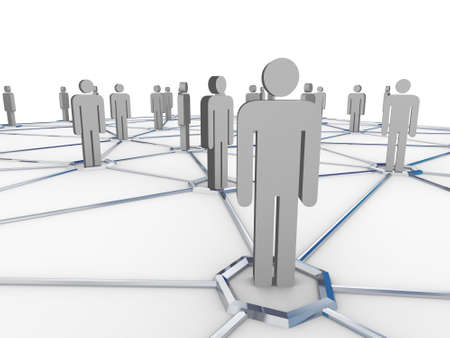 a lot of man figures connected with linesの写真素材