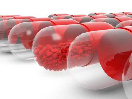 a lot of colourful pillsの写真素材