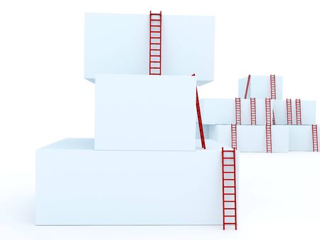 simple red stairs pointing upの写真素材