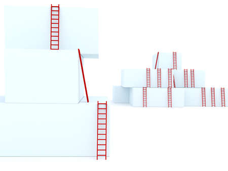 simple red stairs pointing upの写真素材