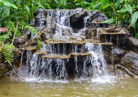 Waterfall in the tropical rainforestの写真素材