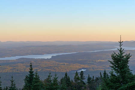 Sunset in the mountains. View from the top of the mountain.の写真素材