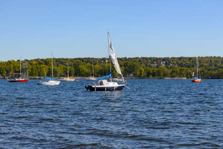 Sailing on the Volga River in Kostroma, Russiaの写真素材