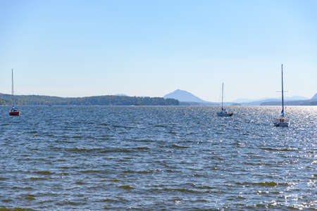 Sailboats on the lake. Sailing boats on the lake.の写真素材