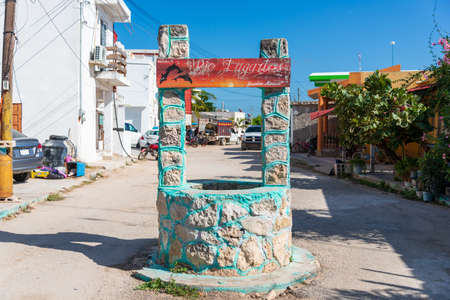 Entrance to the Cartagena street in Colombiaの写真素材