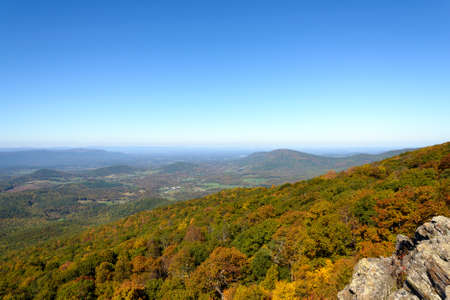 Autumn view from the top of a mountain, in Shenandoah National Park, Virginia.の写真素材
