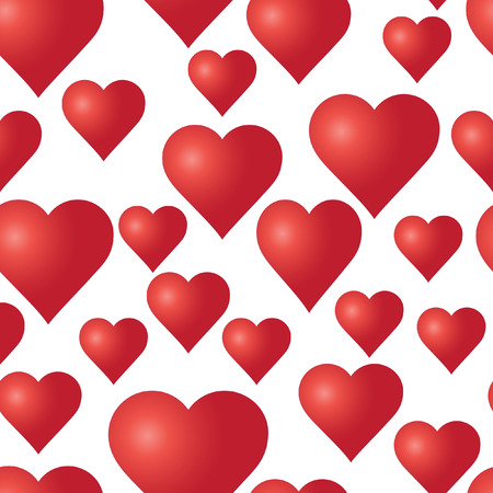 Vector seamless pattern with red hearts on the white background. Wedding or Valentine's Day texture. Love template. Romantic backdrop.のイラスト素材