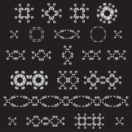 Ornamental decorative set. Vector ornate design elements. Vintage page decoration. Graphic frames and dividers. Templates Collection.のイラスト素材