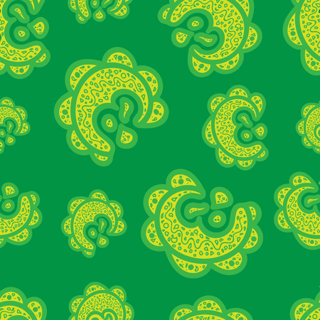 Seamless pattern Doodle elements green backgroundのイラスト素材