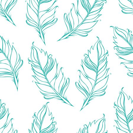 Feather isolated. White background. Seamless pattern. Vector illustrationのイラスト素材