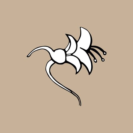 Doodle Tropical flower isolated on beige background. Hand drawn Vector illustration. Floral Design elementのイラスト素材