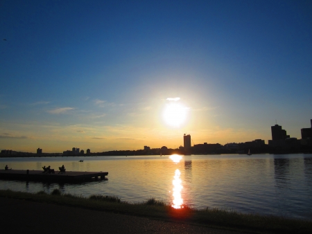 Sunset on the Charles Riverの写真素材
