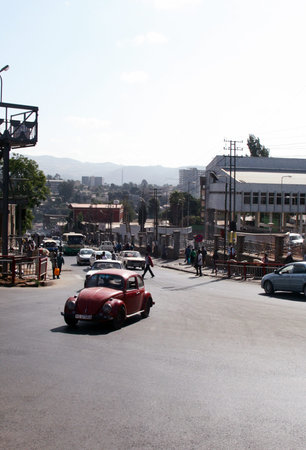 Cars in downtown Addis Ababaのeditorial素材