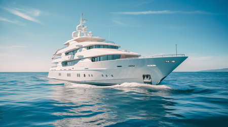 Luxury fashion yacht in ocean. Generative AIの素材