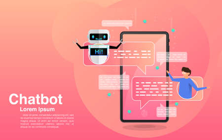 Chatbot, chatting with chatbot application, chatbot technology and online help center, Vector EPS 10のイラスト素材