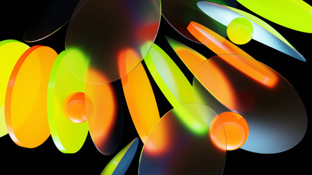 3d illustration of abstract geometric composition,digital artwork for creative graphic design. 3D...