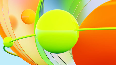 abstract 3d illustration of colorful background with sphere and abstract waves