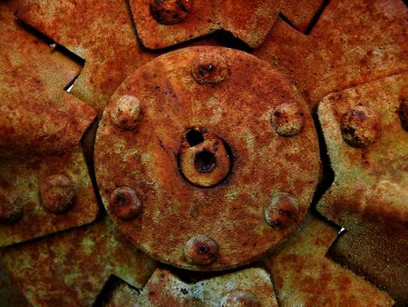 rusted mechanical background の写真素材