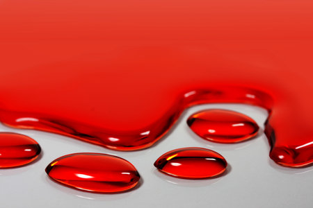 Red beads of water