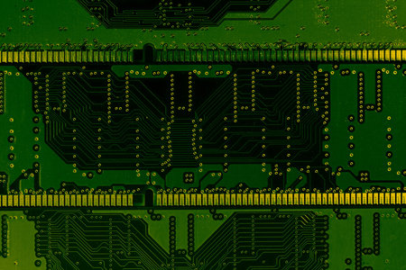 Green & Yellow circuit board background