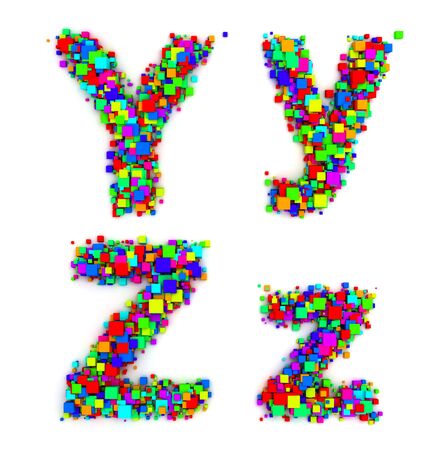 Letters made of colorful boxesの写真素材