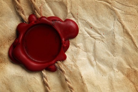 Blank paper with wax sealの写真素材