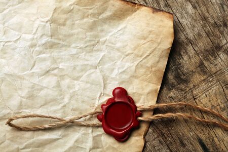 Blank paper with wax sealの写真素材