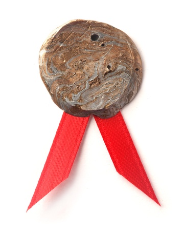 Gold wax seal with ribbonの写真素材