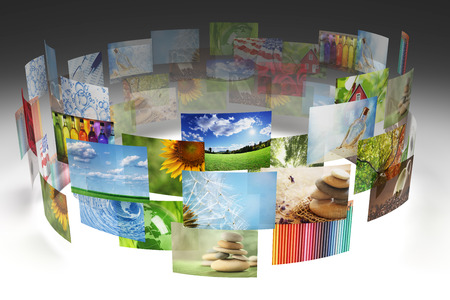 Collage of images backgroundの写真素材