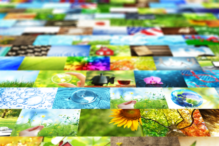 Collage of images backgroundの写真素材