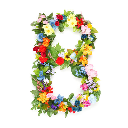 Letters made of leaves and flowers