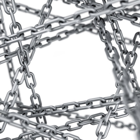 Steel chain backgroundの写真素材
