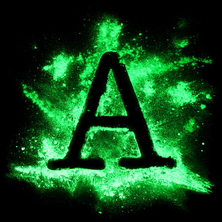 Glow in the dark grunge alphabetの写真素材