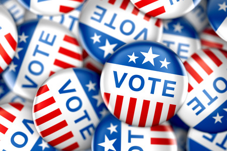 Vote buttons in red, white, and blue with stars - 3d renderingの写真素材
