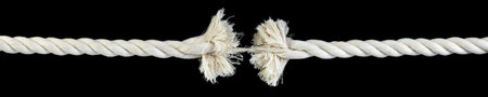 Rope fraying isolated on black