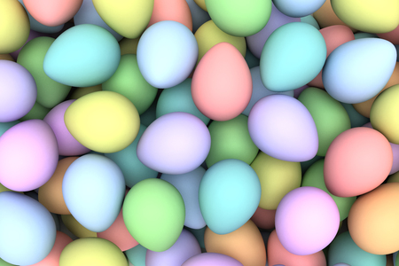 Pile of birght and colorful Easter Eggs - 3d renderの写真素材