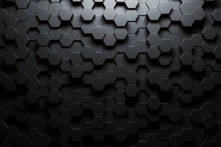 Dark hexagon wallpaper or backgroundの写真素材