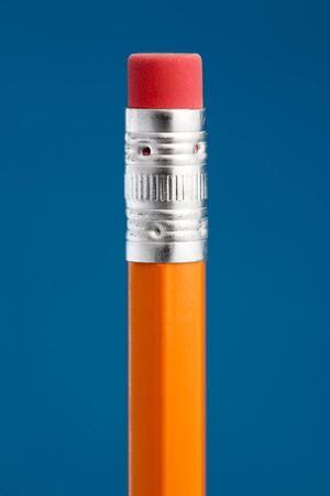 Close up of single yellow pencil eraserの写真素材
