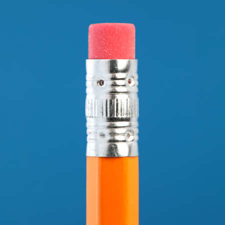 Close up of single yellow pencil eraserの写真素材