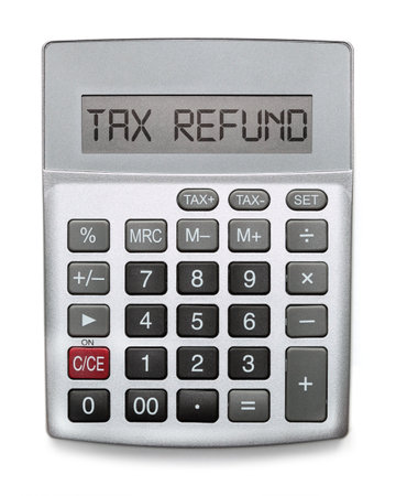 Calculator showing the word Tax Refundの写真素材