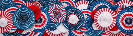 Festive red, white, and blue USA decorations. For patriotic celebrations like 4th of July, Memorial...