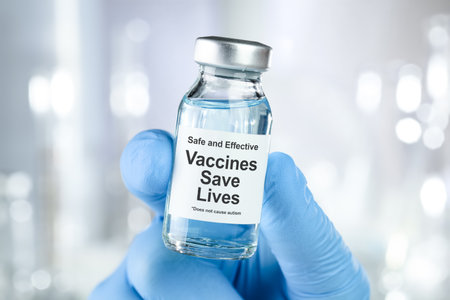 Drug vial with label - Vaccines Save Livesの写真素材