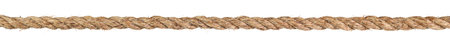 Long dirty rope cord stretched straight and taut. Isolated on white.の写真素材