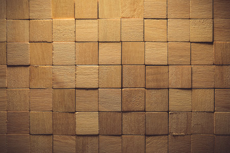Wood surface background wall of wooden blocks or tiles.の写真素材