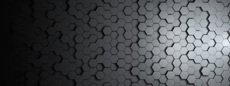 Dark hexagon wallpaper or background - 3d render