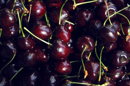 Sweet cherries as a backgroundの写真素材