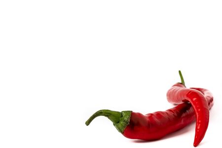 red hot chili peppers isolated on white background. Set or collectionの写真素材