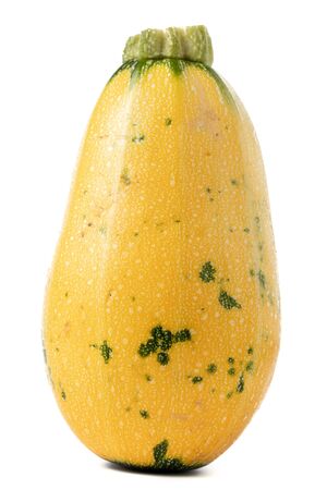 Fresh yellow and green zucchini, courgettes, squash isolated on white backgroundの写真素材