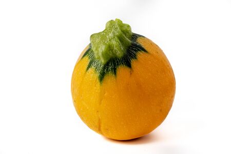Fresh yellow and green zucchini, courgettes, squash isolated on white backgroundの写真素材